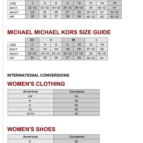 guide taille chaussures michael kors|michael kors size chart.